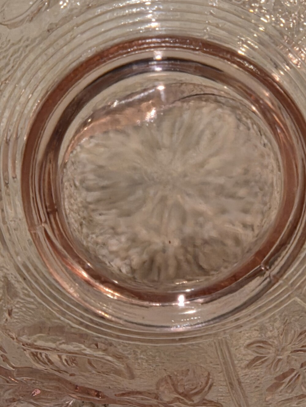 Fenton Dusty Rose Inverted Pink Glass Ruffled Basket with Handle - Picture 7 of 10